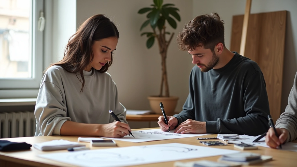 Ankara sokak sahnesi, genç tasarımcılar atölyede çalışıyor, kumaş ve tasarım örnekleri